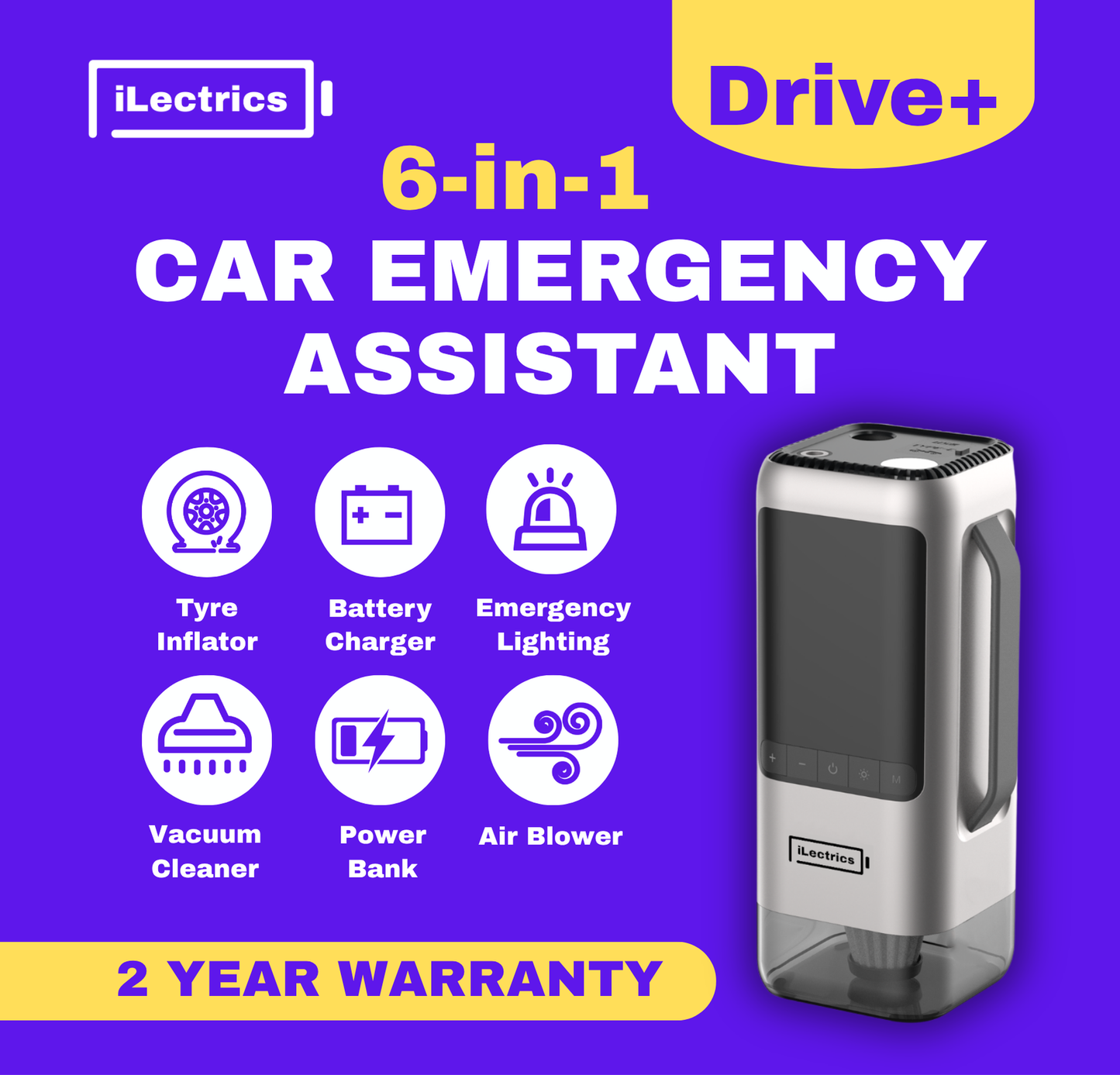 DRIVE+ | 6-in-1 Car Emergency Assistant
